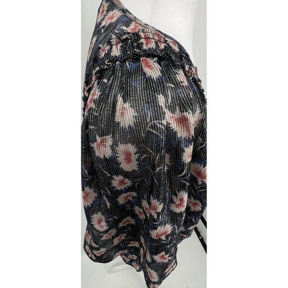 Rebecca Taylor Silk Top Flutter Sleeve Size S Floral Sheer Coquette Romantic - Picture 7 of 13